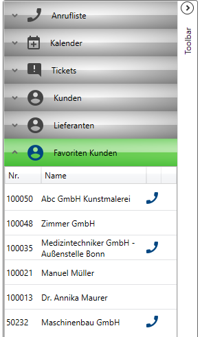 Toolbar mit eigenen Favoriten
